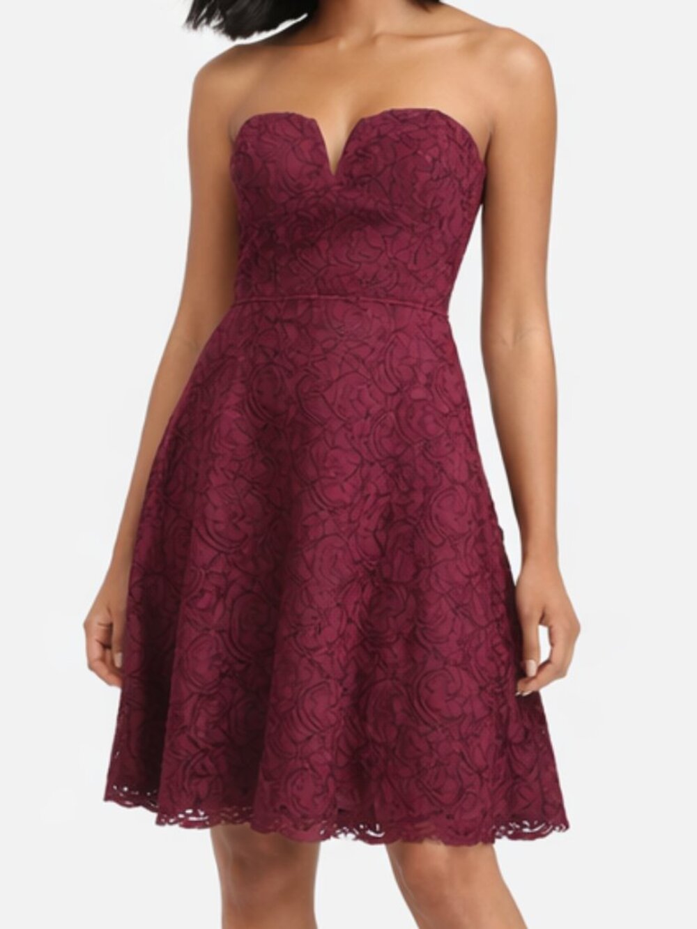 NWT J.Crew Lace Strapless Cocktail Dress Maroon | 4